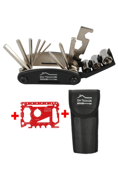 DIY TECH UK - 16 in 1 Allen Keys and Wrenches Multi Tool + Free 48 in 1 Wallet Multi Tool - Extra Strong High Carbon Stainless Steel - 6 Allen Keys, 2 Screwdrivers, 8 Wrenches - Best Multi Tool For Allen Keys - With Pouch