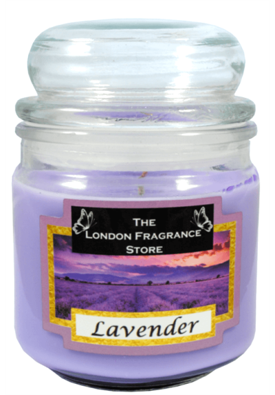 THE LONDON FRAGRANCE STORE - Luxury Scented Candle - Natural Soy Wax - Premium Quality Fragrance Oil - Medium Glass Jar - Lavender - Up to 75 Hours - Our Clever Wax Formula Lasts Longer - Cotton Wick