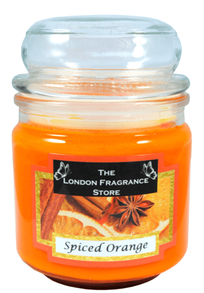 THE LONDON FRAGRANCE STORE - Luxury Scented Candle - Natural Soy Wax - Premium Quality Fragrance Oil - Medium Glass Jar - Spiced Orange - Up to 75 Hours - Our Clever Wax Lasts Longer - Cotton Wick