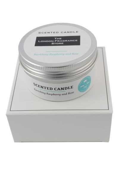 THE LONDON FRAGRANCE STORE - Luxury Scented Candle - High Quality Fragrance Oil - Ravishing Raspberry and Rose - Our Clever Wax Formula Lasts Longer - Quality Cotton Wick - 66mm Diameter - Silver Grey