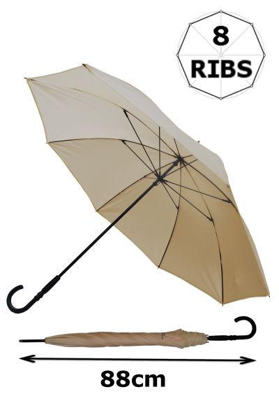 Windproof Strong SunDefender Sun Umbrella - Welcome Shade from The Sun - Keeps You Cool - Non-Slip Hook Handle - Patterned Edge - Wedding - Cream Colour